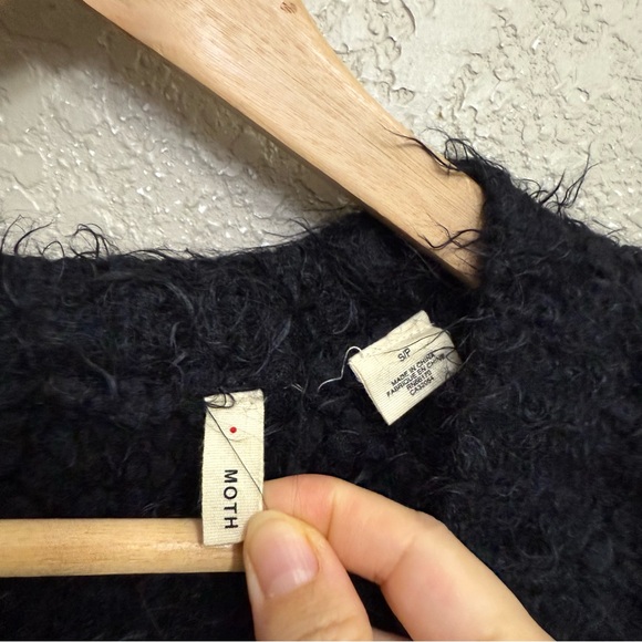 Moth by anthropologie women sz S black cardigan button down shaggy cozy - Picture 4 of 7